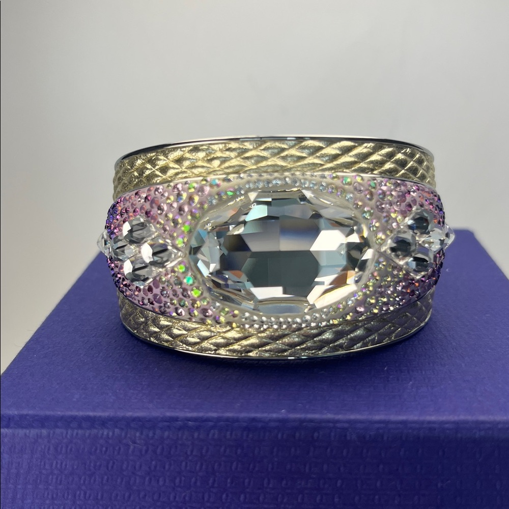 NWB Authentic Swarovski Pony Bangle Bracelet ~ in Purple and Clear
